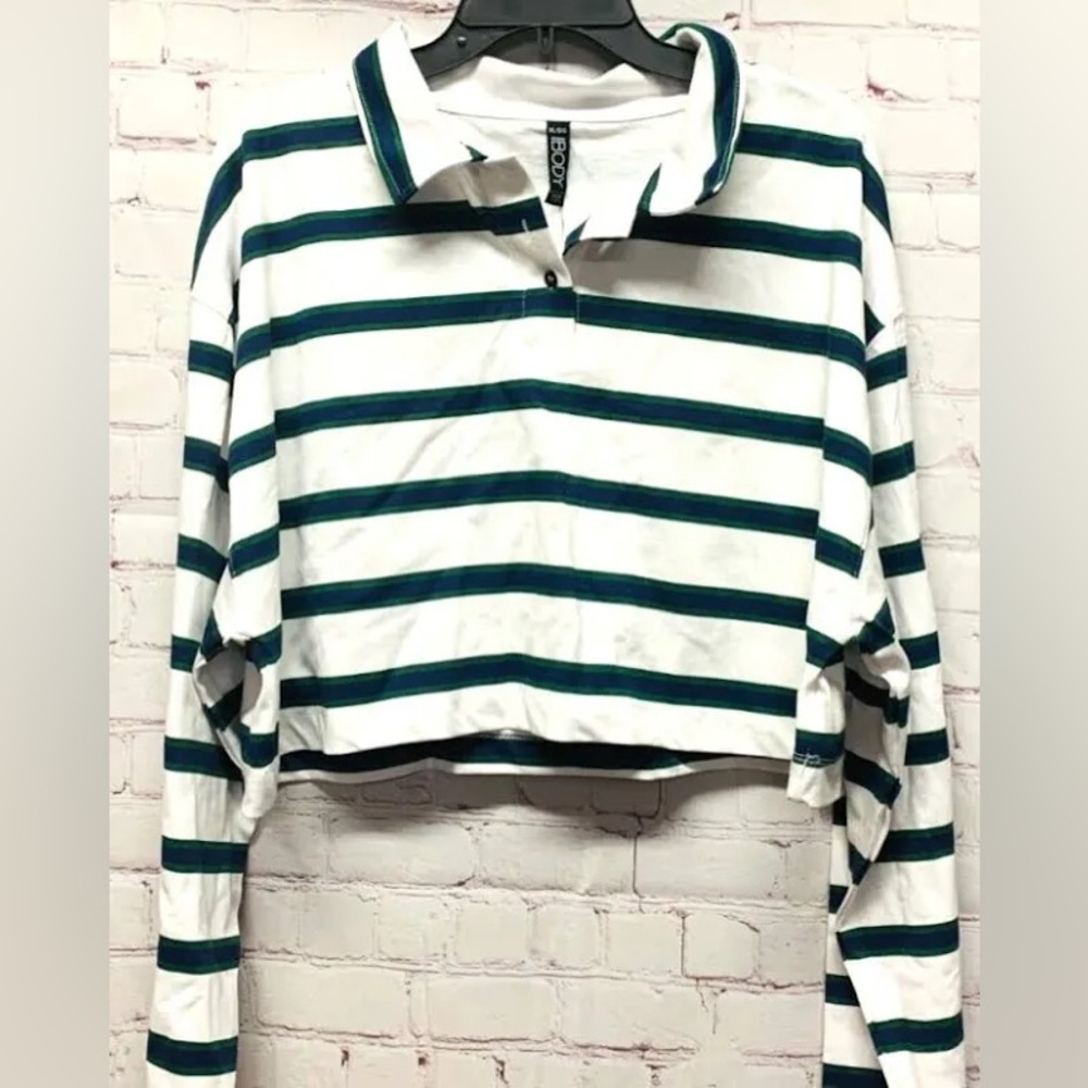 Cotton on body polo long sleeve top cropped NWT